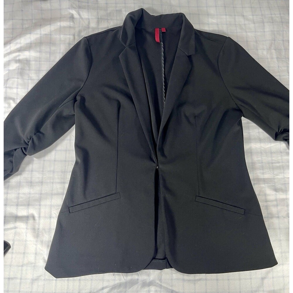 Love Scarlet Black Ruched 3/4 Sleeve Blazer - Size Small